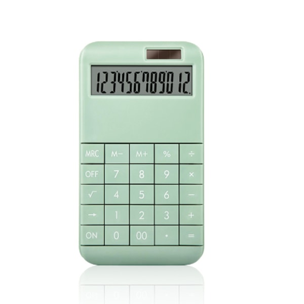 Kontor lommeregner, 12-cifret stort LCD-display solbatteri standard skrivebordsregner green