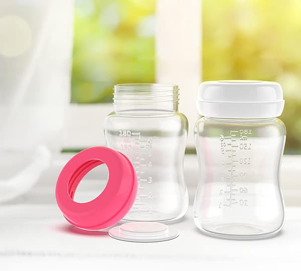4 st 180 ml Samlings- och förvaringsflaskor för bröstmjölk, bröstmjölksflaskor med silikonpackning