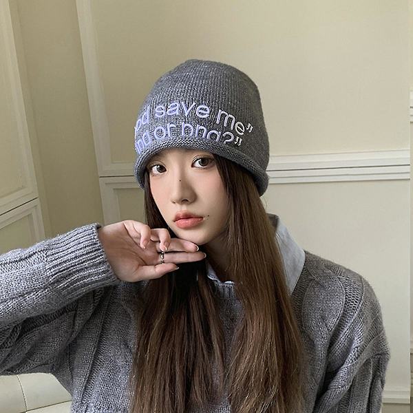 Y2k Beanie Huer Strikket Ullue Brev Jacquard Lue 2000-tallet Søt Menn Kvinner Unisex Hodeskallelue Ski Sykling Utendørs style 2