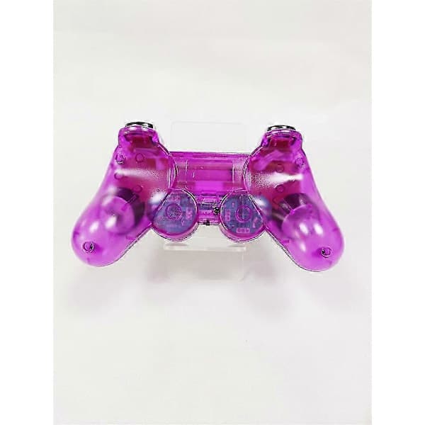 Til Sony PS2 trådløs 2,4 GHz dobbelt vibrationskontrolcontroller gennemsigtig lilla Purple