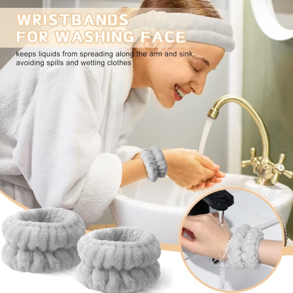 Ansiktsvask Armbånd Spa Vasking Ansikt Svettebånd Sminke Elastisk håndleddsvask Band Absorberende håndkle Armbånd Armbånd