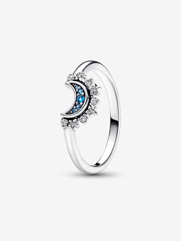 Pandora - Celestial Blue Sparkling Moon Ring - Sterling sølv Circumference: 58mm