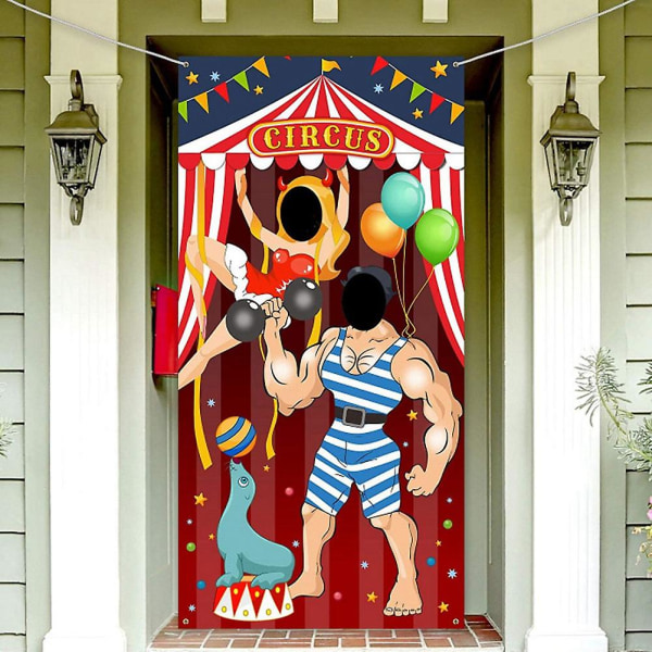 Karneval Cirkus Fest Dekoration Karneval Foto Dörr Banner Bakgrund Rekvisita, Tyg Foto Dörr Banne