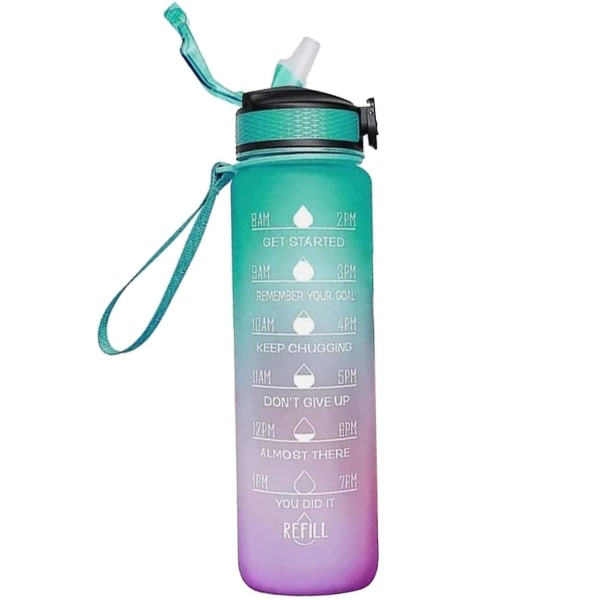 1000ml gratis motiverende med Time Marker Fitness Jugs Gradient Color Cups Utendørs frostet vannflaske Style 6