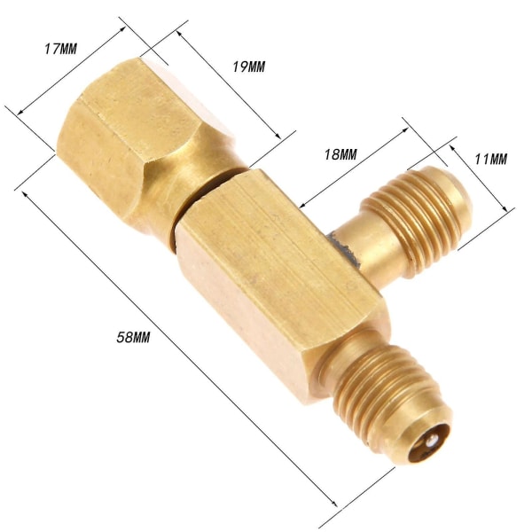 Hurtigkoplingstilgangs-T-stykke, 1/4' ventilkjerne-T-adapter med dreibar kontakt for måling av dype vakuumpumpemanifolder (gull) (1 stk)