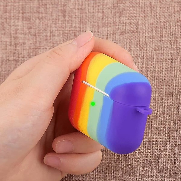 Rainbow - Beskyttelsesveske som er kompatibel med Airpods 3 [rainbow silikonetui] [med snap-on støtsikker].