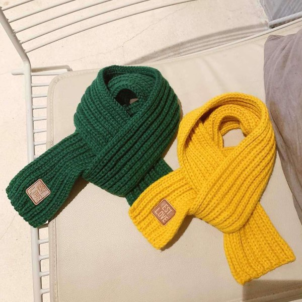 Sinknap Barn Vinter Skjerf Tykk Ensfarget Strikket Myk Høy Elastisk Hold Varme Gutter Og Jenter Lett Hals Wrap For Daglig Bruk One Size Green