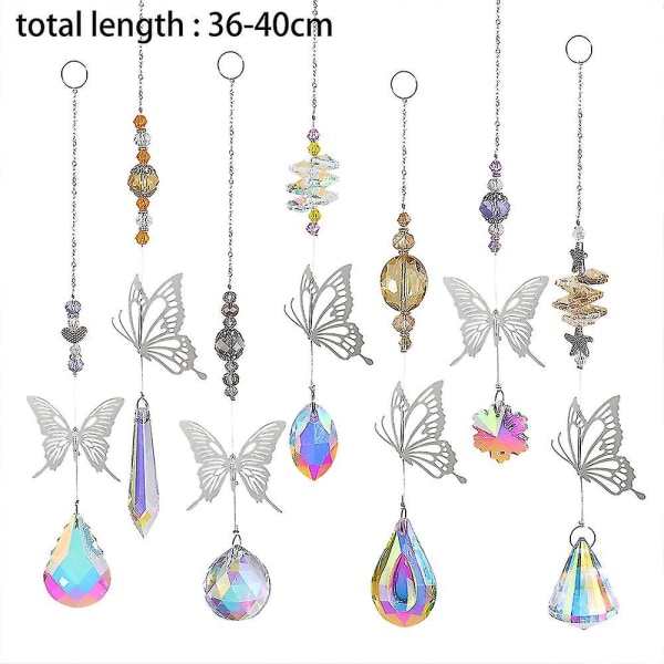 7 stykker sommerfugl krystal solfanger krystal lysekrone prisme indretning Havevindue Bil bryllup