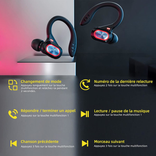 Urheilulliset langattomat Bluetooth-kuulokkeet, langattomat kuulokkeet mikrofonilla Bluetooth, Hi-Fi-stereokuulokkeet Bluetooth-kuulokkeet urheiluun, työhön Silver
