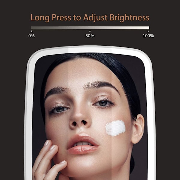 Makeup spejl touch screen forfængelighed spejl med LED lysstyrke justerbar bærbar USB genopladelig