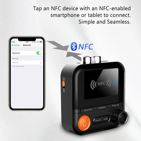 Bluetooth 5.2-mottaker, Audio NFC trådløs adapter, trådløs lydkonverter