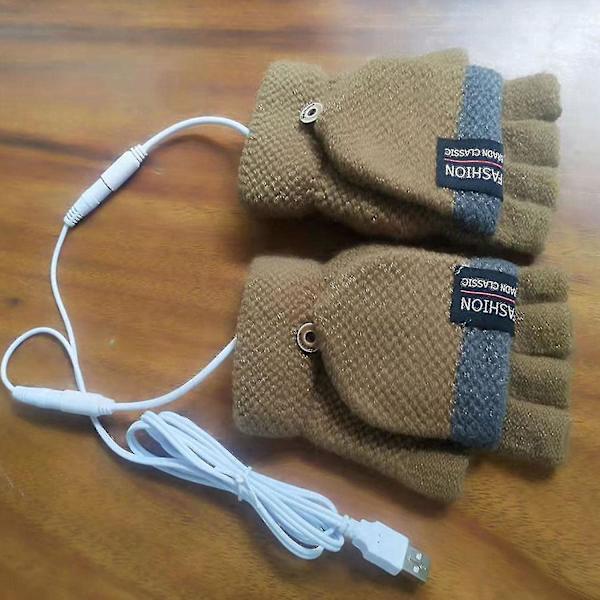 Usb-opvarmede handsker til mænd og kvinder, strikkede luffer