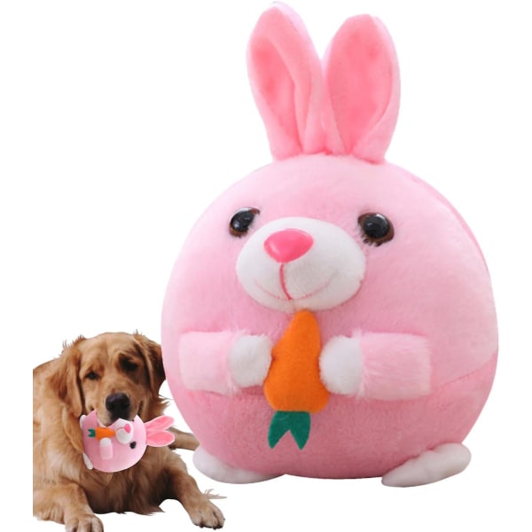 Aktiivinen liikkuva lemmikkipehmo, possupehmo, puhuva laulava liikkuva pehmoeläinlelu, koirakoulutuspallo lemmikkieläinten puremisenkestävä lelu pink rabbit