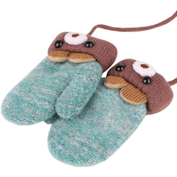 Toddler Magic Stretch Mittens Tjocka Plyschfodrade, Vinter Baby Boys Girls Stickade Vantar Varma Fluffiga Hel Fingerhandskar Kallt Väder Skidhandskar