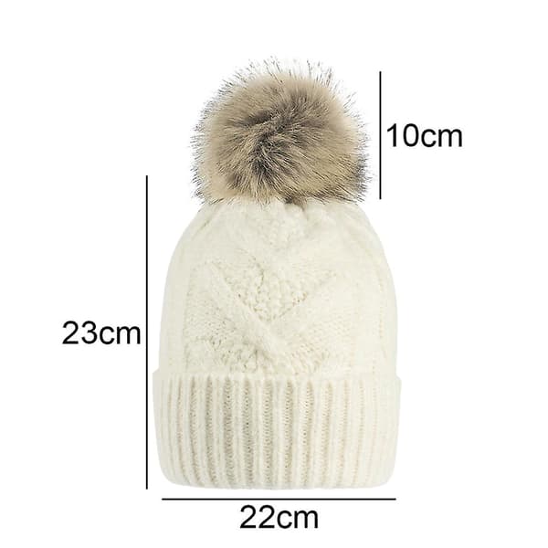 Mössa för kvinnor män vintermössa damer Cuffed Beanies Cap varm mössor röd White