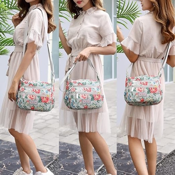 Naisten monikäyttöiset laukut, rennot crossbody-laukut, vedenpitävät nailonolkalaukut (Butterfly White)