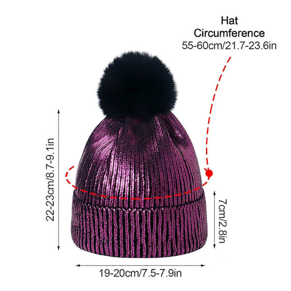 Talvihattu Unisex Akryylinen Lippis Kulta Hopea Vaellus Lumikenkäily Tytöt Pipopipo Hiihto Yksinkertainen Lämmin Uusi Violetti Metallinhohtoinen black