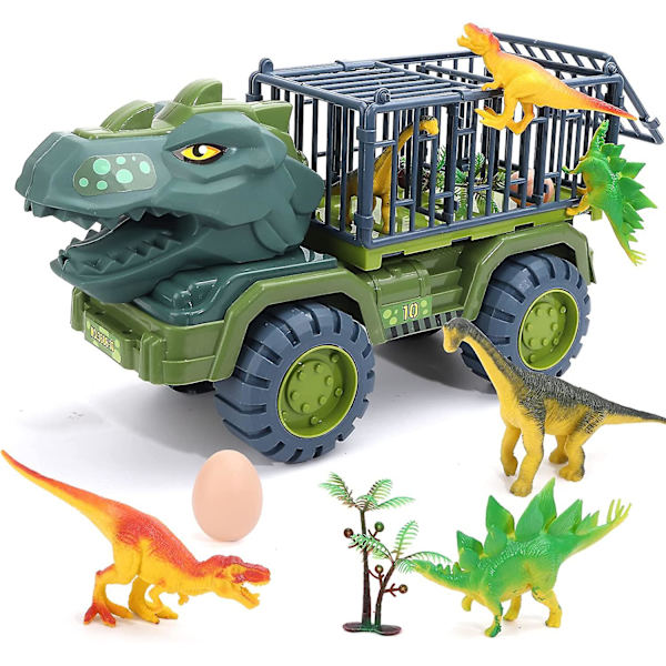 Dinosaurie leksaker för barn 3-5&5-7, Stora dinosaurie transportbilar med dinosaurieägg, träd och 3 dinosaurie leksaker för 2 3 4 5 6 7 år gamla pojkar flickor, Birt