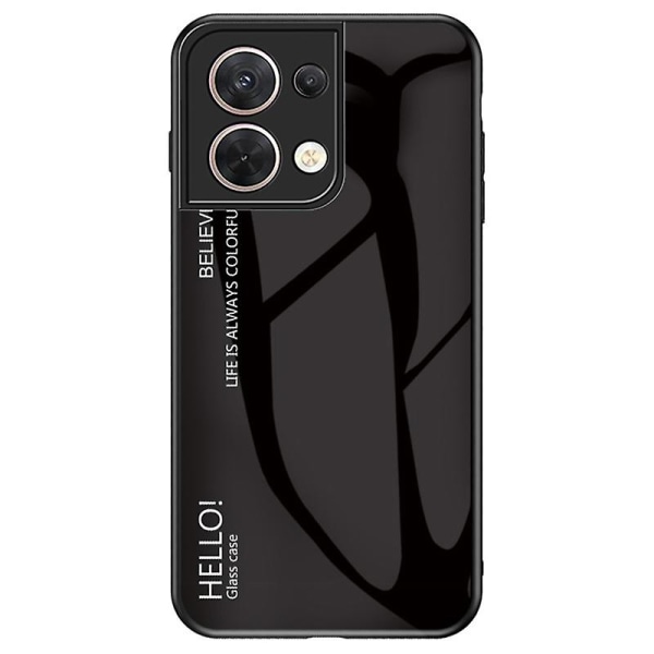 Til Oppo Reno8 5g Gradient telefontaske Hærdet glas+hård pc + blød Tpu Slidbestandigt beskyttelsescover Black