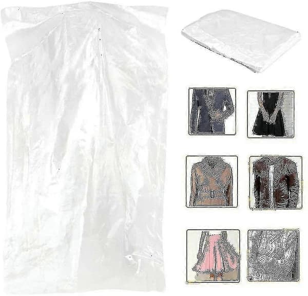 50-pack transparenta plaggpåsar för klädförvaring, återanvändbara dammskydd 50 st