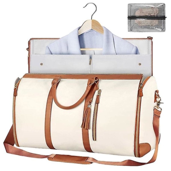 Kätevä vaatepussi, suuri PU-nahkainen duffel-laukku naisille, vedenpitävä vaatepussi XC White