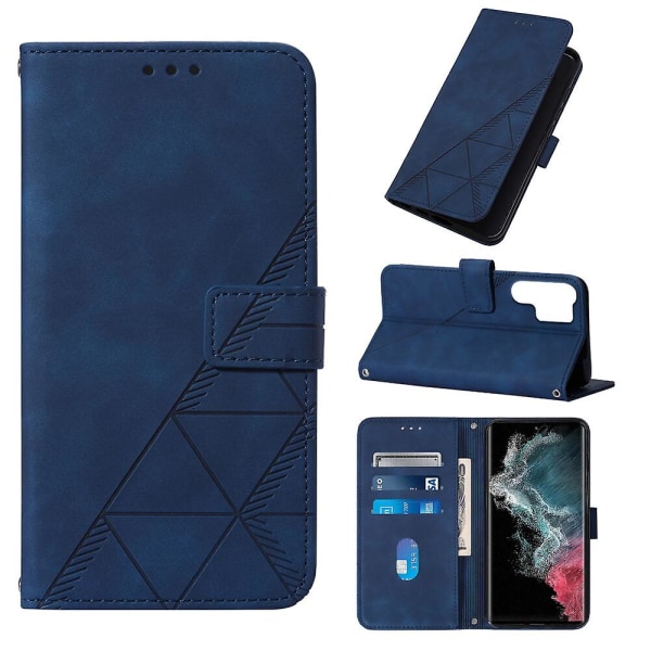 Etui til Samsung Galaxy S23 Ultra 5g med snor, crossbody-halsrem, telefondeksel, lommebok, magnetisk skinndeksel blue