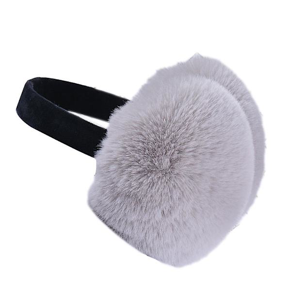Kvinnors kalla väder fluffiga öronmuffar vinter varm pannband söta slouchy öronvärmare svart grey