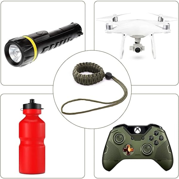 Universell flätad rem för videokamera (2-pack) – Justerbar Paracord bekväm utomhusaktivitet fläkt överlevnad och äventyrsarmband Black+army Green One Size