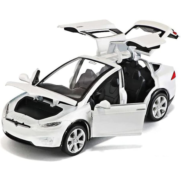 Nya produkter 2024, bil med ljus och musik tillbakadragande bil 4 till 12 år gammal barnleksaksbil pojkepresent (vit)