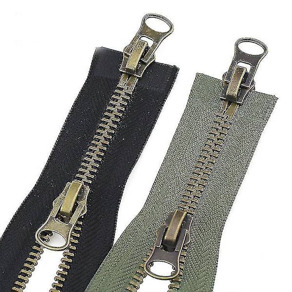 2pacs 70cm #8 Metall Blixtlås Dubbel Slider Separerbar Svart Metall Blixtlås A-blixtlås Slider Blixtlås För Jackor