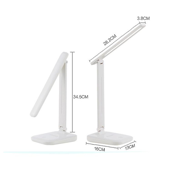 LED-skrivbordslampa Läslampa, Studielampa, Vikbar Dimbar Touch-lampa Kontroll USB Laddningsbar Låg Energiförbrukning För Hem Studio Kontor