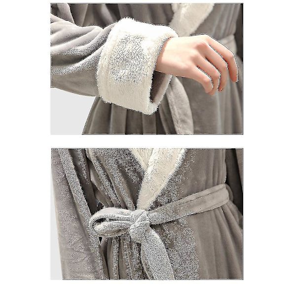 Dame Badekåbe Blød Fleece Lang Kåbe Natkjole Grey L