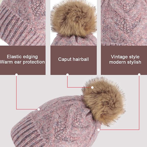 Mössa för kvinnor män vintermössa damer Cuffed Beanies Cap varm mössor röd Lilac