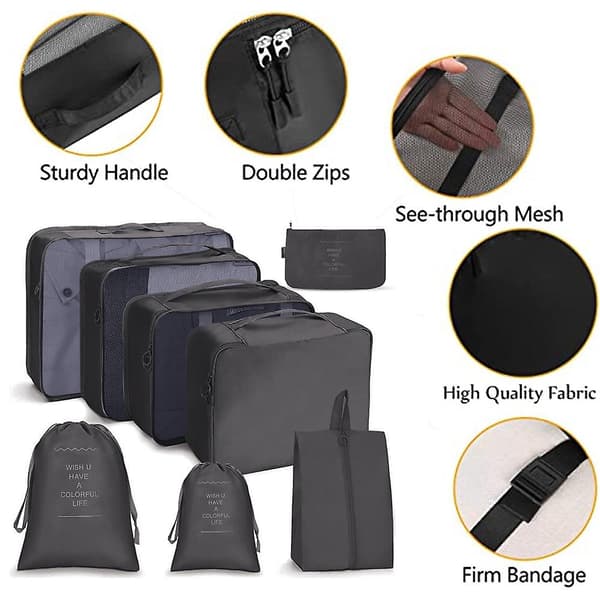 Packningskuber Resväskor Packningsorganisatörer För Reseaccessoarer black