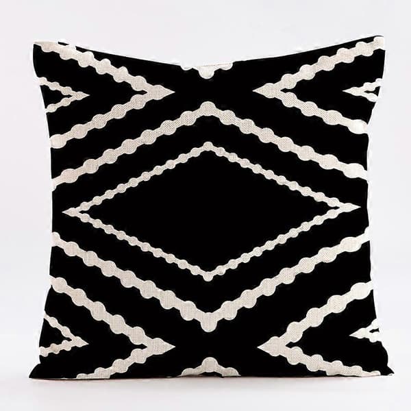 Sæt med 4 sorte geometriske dekorative pudebetræk 40x40cm Ideel til terrasse, have, bænk, sofapynt, sengetøj