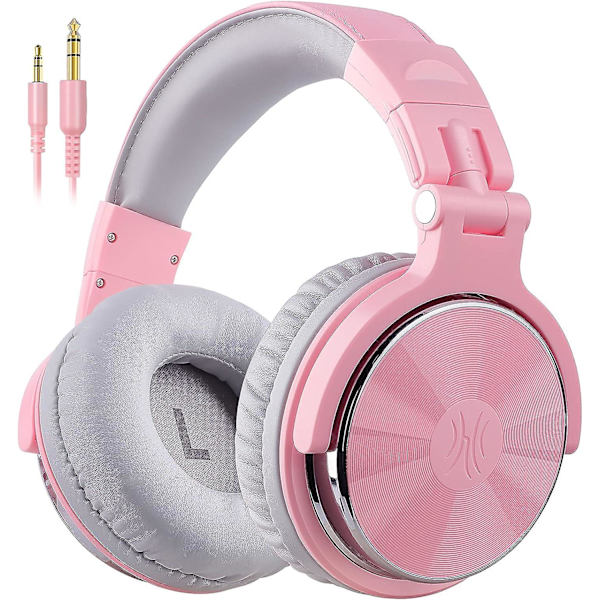 Oneodio Over Ear -kuulokkeet, langalliset bassokuulokkeet 50 mm:n ajurilla, taitettavat kevyet kuulokkeet Shareport-liitännällä ja mikrofonilla äänitystä varten, seuranta, miksaus Pink