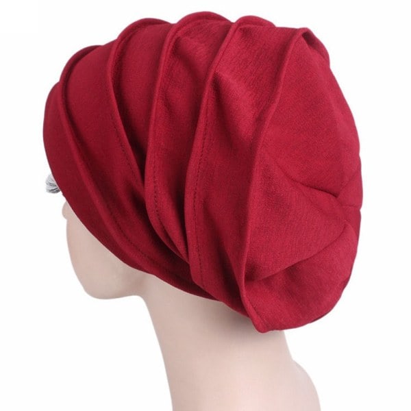 Kvinners bomullslue Slouch Beanies Dark Red