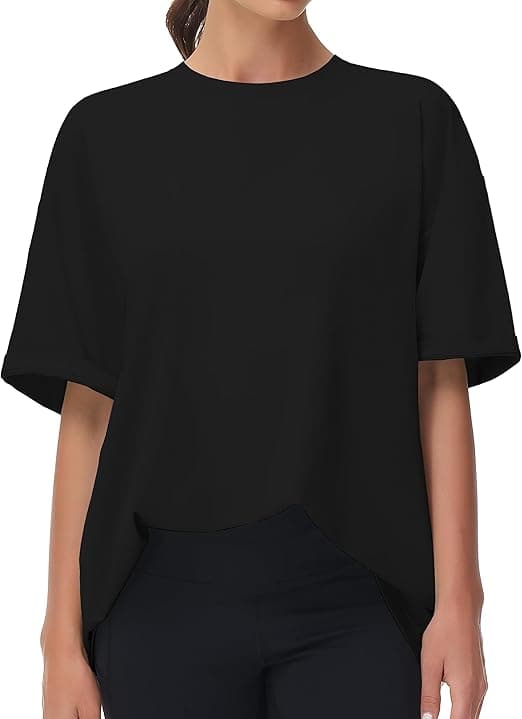 Dam Casual Oversized T-shirts Sommar Rundhals Kortärmad Träning Basic Toppar