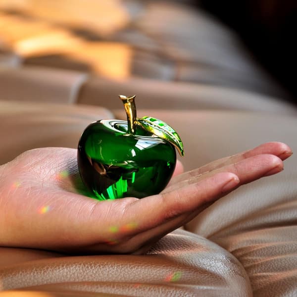 Kristalläpple Brevpress Konstglas Äpple Samlarfigurer Heminredning Green