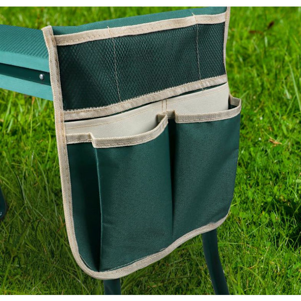 Havearbejde Knæler Værktøjspose Bærbar Tote Taske Organizer til Knælende Stol Have Skammel Hængende Tasker Grøn og Beige