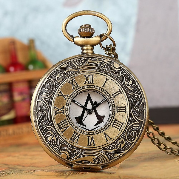 Antiikki watch Assassin's Creed -tyylinen roomalainen numeroinen kaulakoru watch Bronze Waist Chain