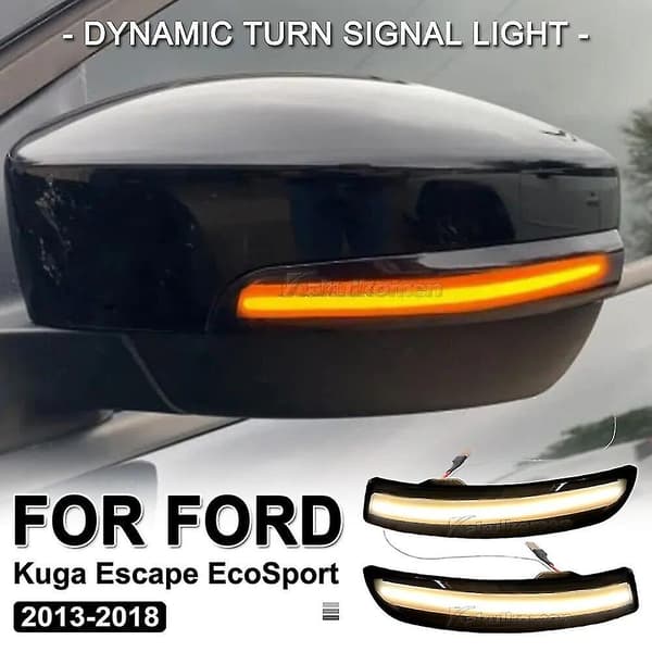 2 stk. Dynamiske Blinker LED Blinklys Røykfylte Flytende Sidespeillys Indikator For Ford Kuga Ecosport 2013-2018