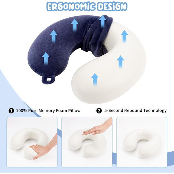 Rejsepude Nakkepude Memory Foam Rejsepude Støttepude Grey