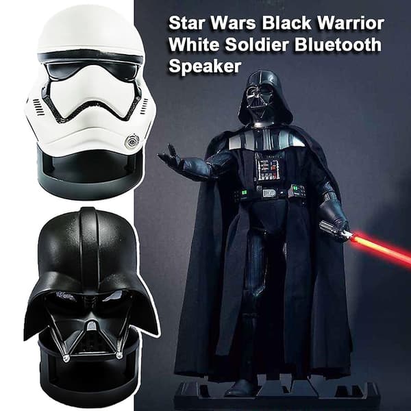Bærbar trådløs Star Wars-figurmodell Bluetooth-kompatibel høyttaler skrivebordslydboks gave White