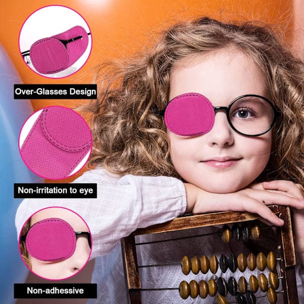 6 stk. øjenklapper til briller, genanvendelige øjenklapper til dækning (pink)