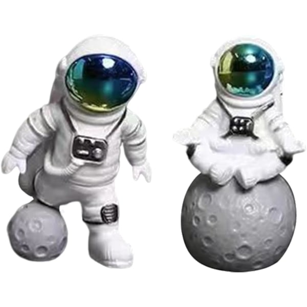 Astronautfigur Rymdman Skulptur Hartsstaty Prydnad för Kontorsfest Unik Dekorativt Stycke, Blå, 4 st