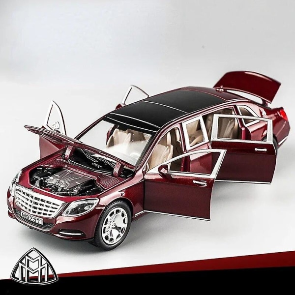 1/24 Maybach S600 metalliseos automalli lelu korkea simulaatio painevalettu metallilelut mallit ajoneuvo pojille lasten kokoelma lahjaautot Red