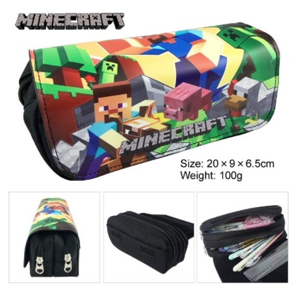 Minecraft-fodral Stort fodral 2 fack fyllda B
