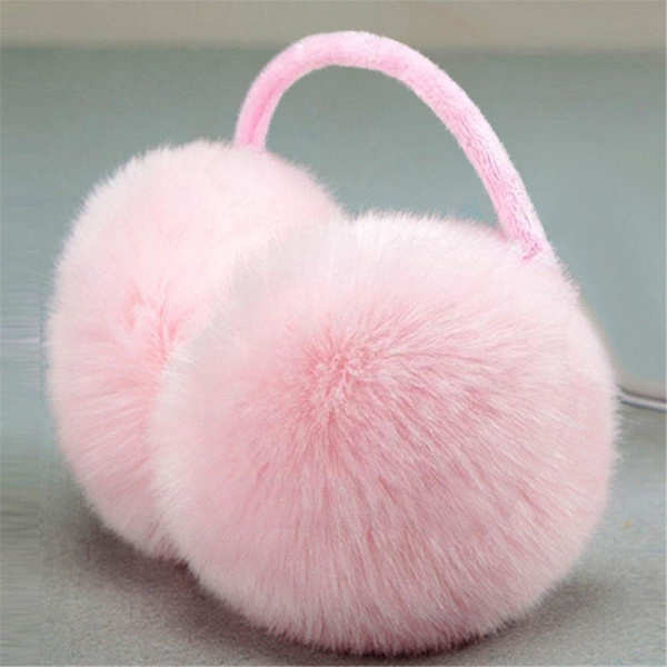 Shry Fashion Vinter Varma Öronmuffar Flicka Fluffiga Öronmuffar Kvinnor Plysch Öronmuffar Vinter Öronvärmare Solid Färg Mjuk Casual Öronmuffar Pink