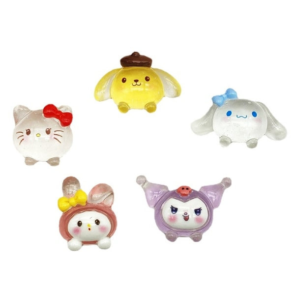 5 stk lysende Sanrio-pynt HelloKitty Kuromi Dukkehus - Perfekt